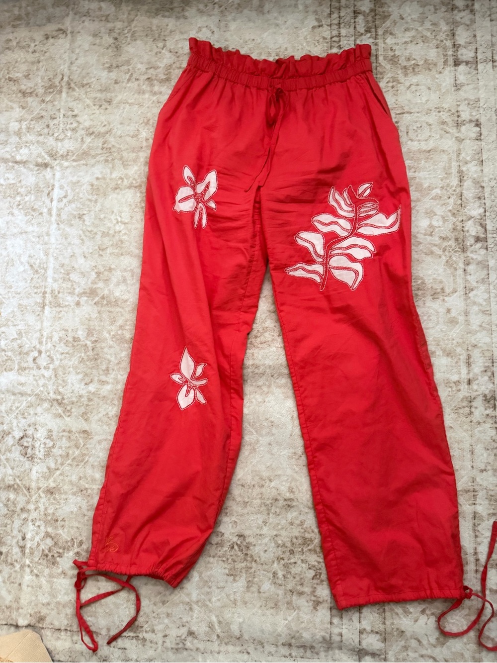 Coniglio Palm Beach Cotton Drawstring Ankle-Tie Pants